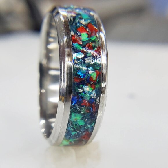 "Holidays" Ring with Blue Opal & German Glass - Picture 3 of 7